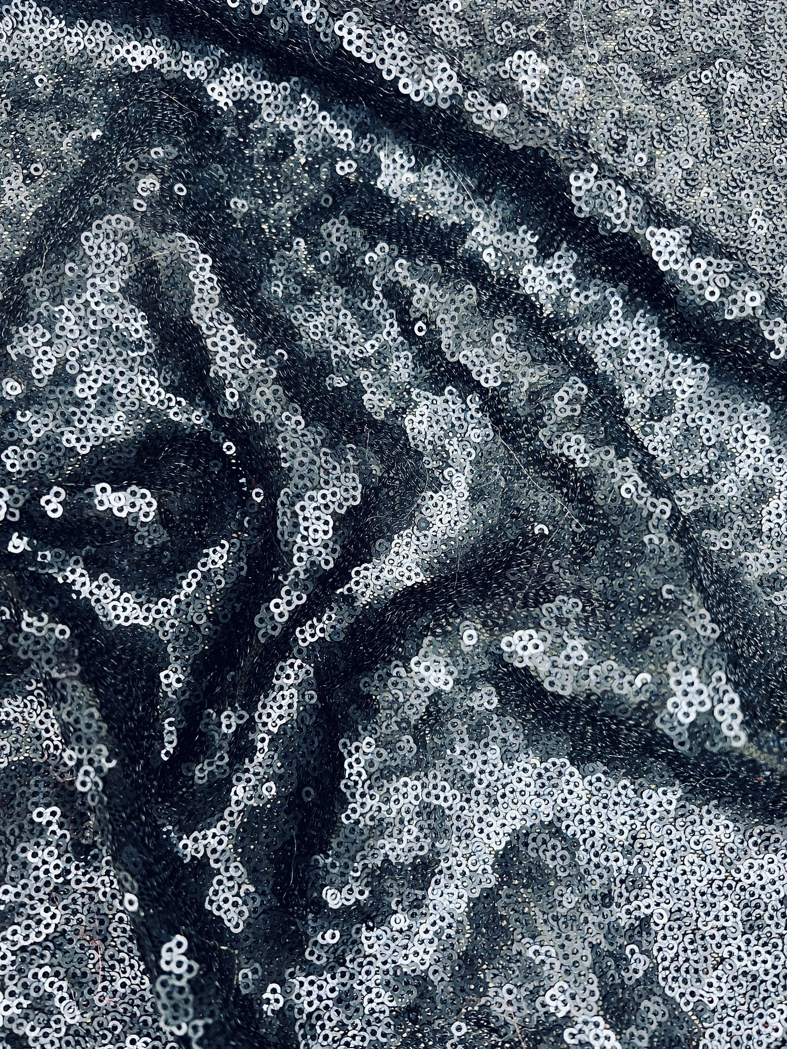 Leila MATTE NAVY BLUE Sequins on Mesh Fabric by the Yard - 10050