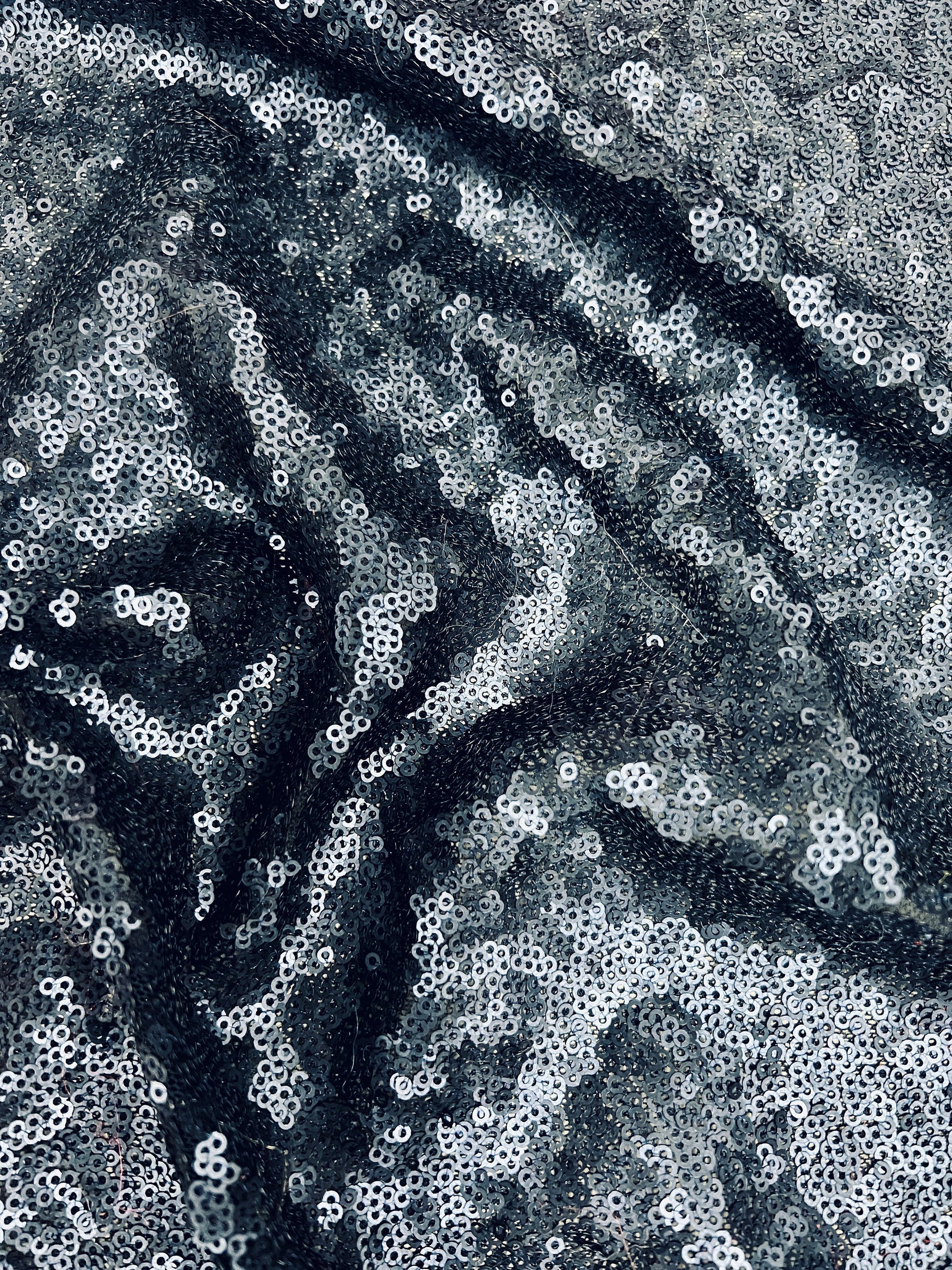 Leila MATTE NAVY BLUE Sequins on Mesh Fabric by the Yard - 10050