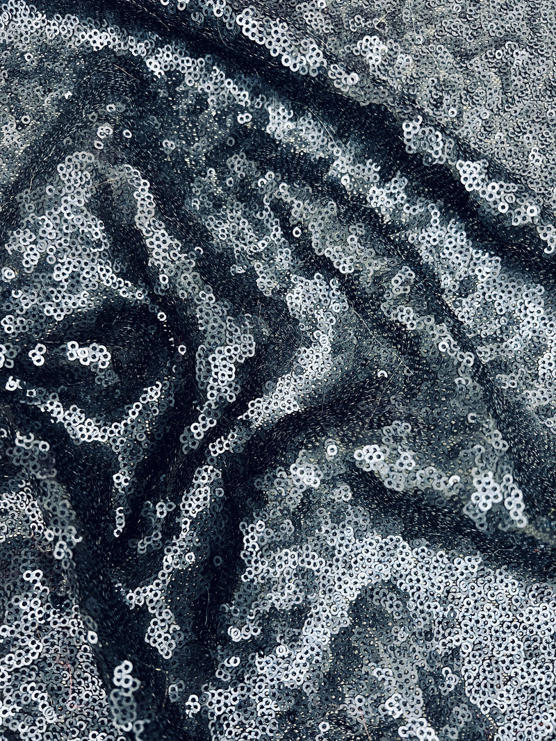 Leila MATTE NAVY BLUE Sequins on Mesh Fabric by the Yard - 10050