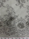 Ryleigh GREY 3D Floral Embroidery with Foil & Sequins on Mesh Lace Fabric by the Yard - 10010