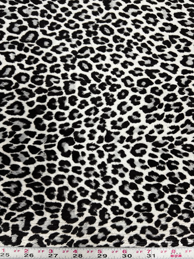 Dana BLACK GREY WHITE Leopard Pattern Polyester Stretch Velvet Fabric for Bows, Top Knots, Head Wraps, Clothes, Costumes, Crafts - 10160