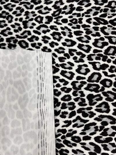 Dana BLACK GREY WHITE Leopard Pattern Polyester Stretch Velvet Fabric for Bows, Top Knots, Head Wraps, Clothes, Costumes, Crafts - 10160