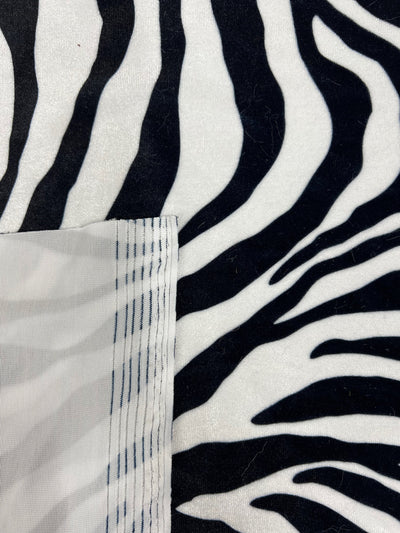 Dana BLACK WHITE Zebra Pattern Polyester Stretch Velvet Fabric for Bows, Top Knots, Head Wraps, Clothes, Costumes, Crafts - 10160