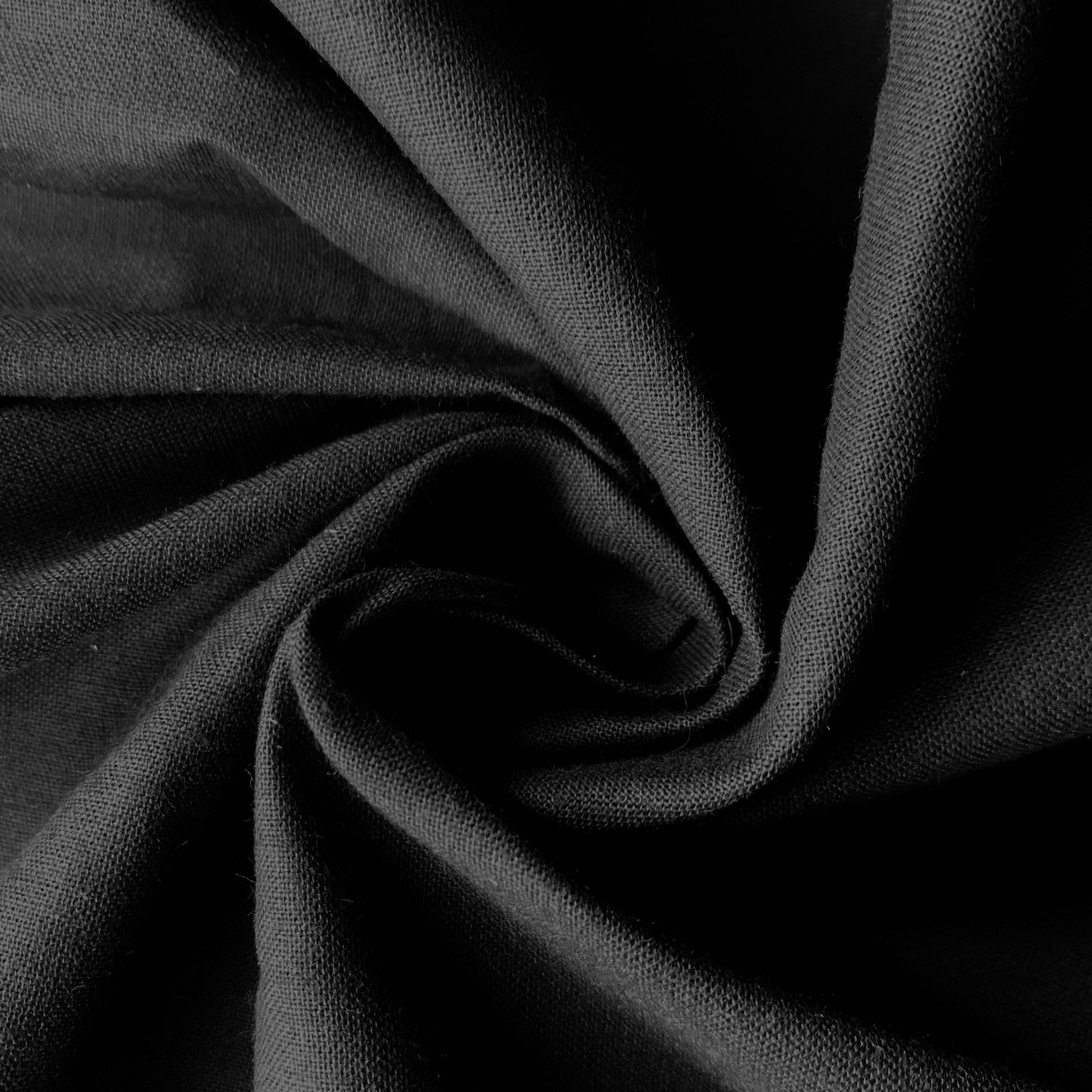 Cecelia 60" Wide BLACK 100% Cotton Fabric for Non-Medical Face Masks, Clothes, Costumes, Crafts - 10159