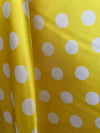 Shelby 0.75" WHITE Polka Dots on YELLOW Polyester Light Weight Satin Fabric by the Yard - 10070