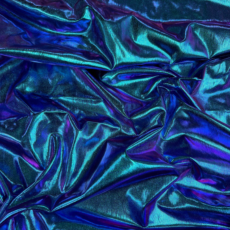 Finley IRIDESCENT GREEN BLUE Purple Mermaid 4-Way Stretch Metallic Foil Fabric by the Yard - 10013