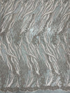 Katelyn TAUPE Vines and Swirls Corded Embroidery on Mesh Fabric by the Yard - 10045