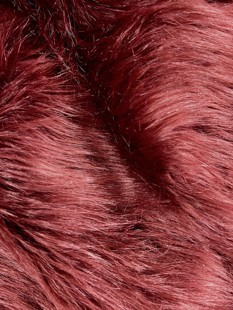 Eden DARK BURGUNDY Shaggy Long Pile Soft Faux Fur Fabric for Fursuit, Cosplay Costume, Photo Prop, Trim, Throw Pillow, Crafts