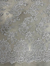 Elise GREY Polyester Corded Floral Embroidery on Mesh Lace Fabric by the Yard - 10029