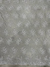 Callie GREY Polyester Floral Corsage Embroidery on Mesh Lace Fabric by the Yard - 10025