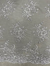 Callie GREY Polyester Floral Corsage Embroidery on Mesh Lace Fabric by the Yard - 10025