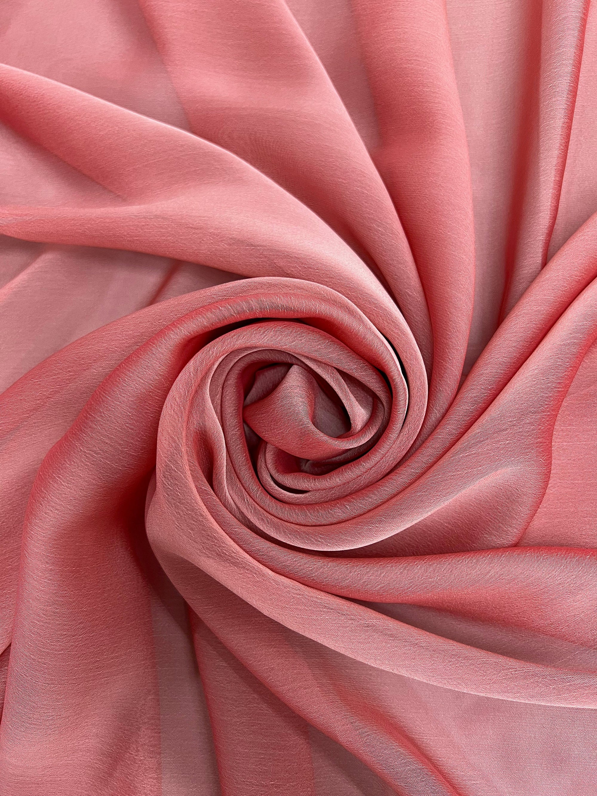 Jolene VERMILLION CORAL Polyester Two-Tone Chiffon Fabric by the Yard - 10135