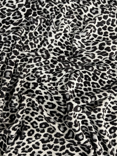 Dana BLACK GREY WHITE Leopard Pattern Polyester Stretch Velvet Fabric for Bows, Top Knots, Head Wraps, Clothes, Costumes, Crafts - 10160