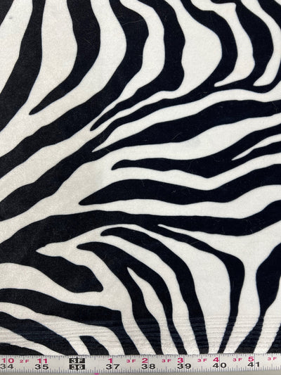 Dana BLACK WHITE Zebra Pattern Polyester Stretch Velvet Fabric for Bows, Top Knots, Head Wraps, Clothes, Costumes, Crafts - 10160
