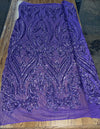 Alaina VIOLET Curlicue Sequins on Mesh Lace Fabric by the Yard - 10018