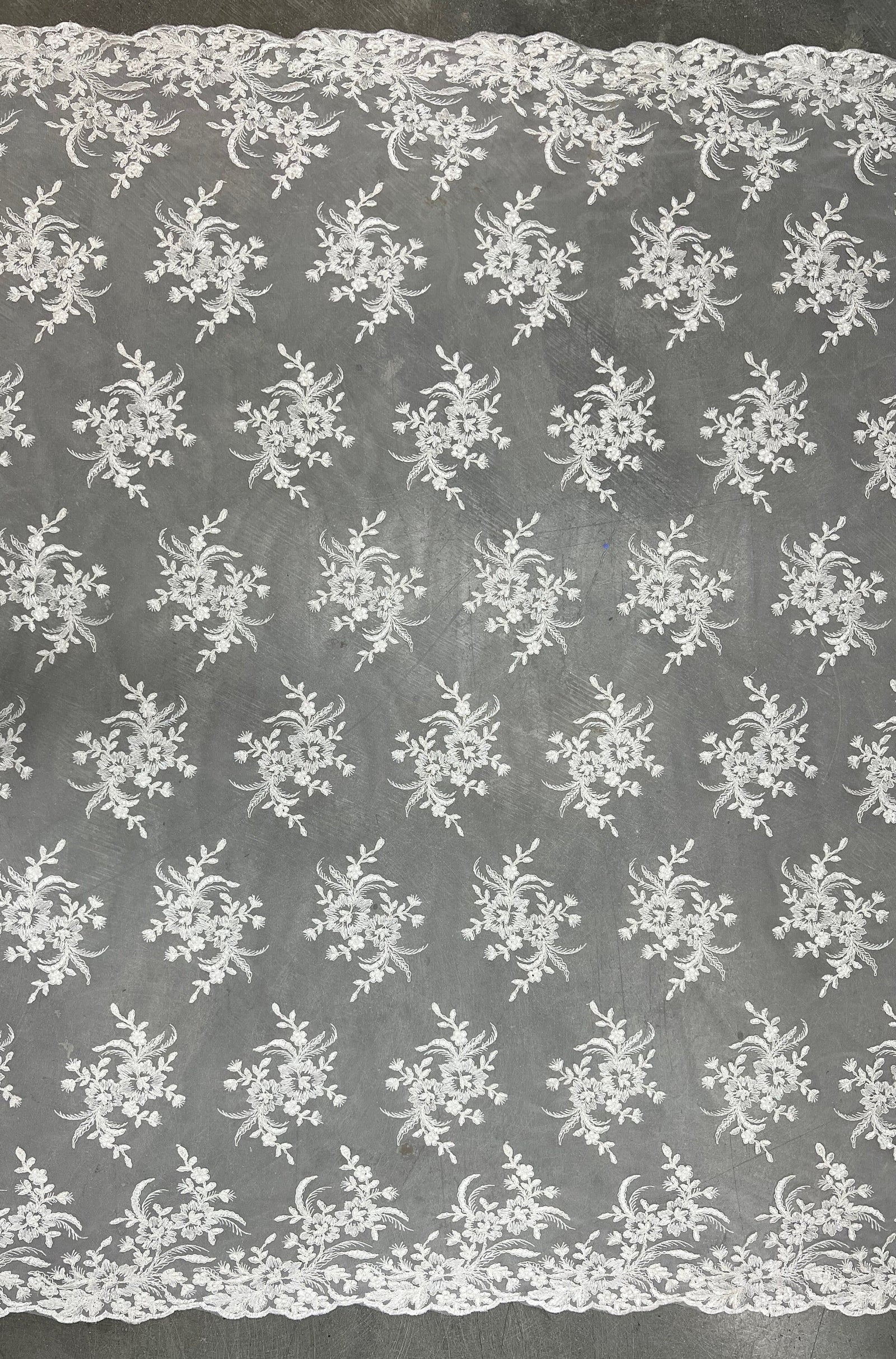 Callie IVORY Polyester Floral Corsage Embroidery on Mesh Lace Fabric by the Yard - 10025