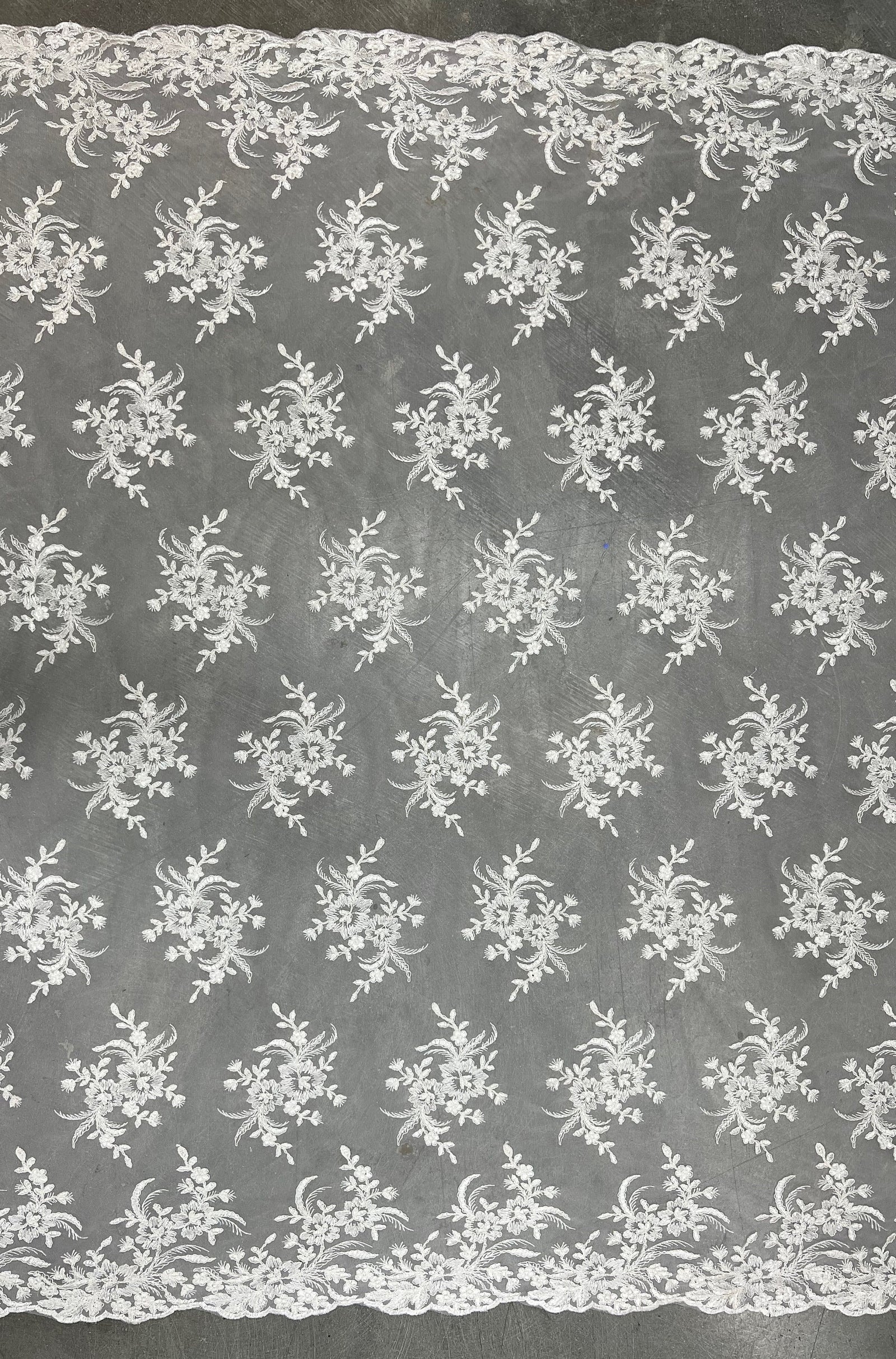 Callie IVORY Polyester Floral Corsage Embroidery on Mesh Lace Fabric by the Yard - 10025
