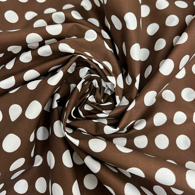 Alicia WHITE 0.5" Polka Dots on BROWN Polyester Cotton Fabric by the Yard - 10099