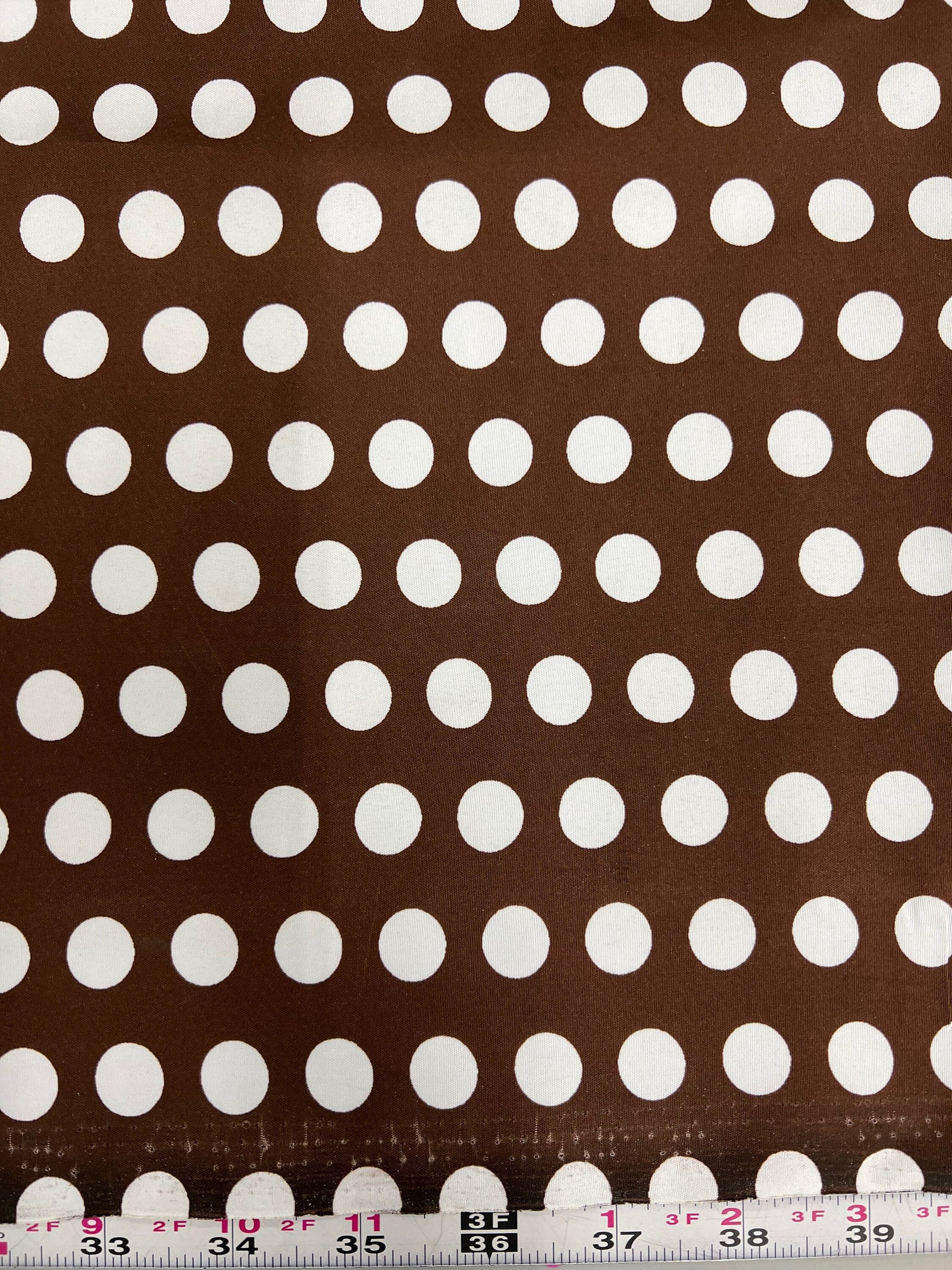 Alicia WHITE 0.5" Polka Dots on BROWN Polyester Cotton Fabric by the Yard - 10099