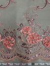 Ryleigh CORAL 3D Floral Embroidery with Foil & Sequins on Mesh Lace Fabric by the Yard - 10010