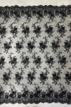 Ryleigh BLACK 3-D Floral Embroidery with Foil & Sequins on Mesh Lace Fabric by the Yard - 10010
