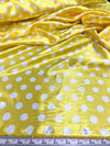 Shelby 0.75" WHITE Polka Dots on YELLOW Polyester Light Weight Satin Fabric by the Yard - 10070