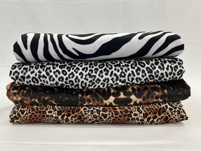 Dana BLACK GREY WHITE Leopard Pattern Polyester Stretch Velvet Fabric for Bows, Top Knots, Head Wraps, Clothes, Costumes, Crafts - 10160