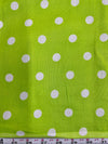 Alicia WHITE 0.5" Polka Dots on LIME GREEN Polyester Cotton Fabric by the Yard - 10099