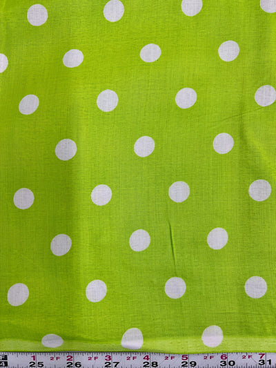 Alicia WHITE 0.5" Polka Dots on LIME GREEN Polyester Cotton Fabric by the Yard - 10099