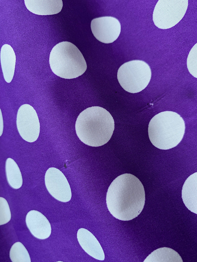 Alicia WHITE 0.5" Polka Dots on PURPLE Polyester Cotton Fabric by the Yard - 10099