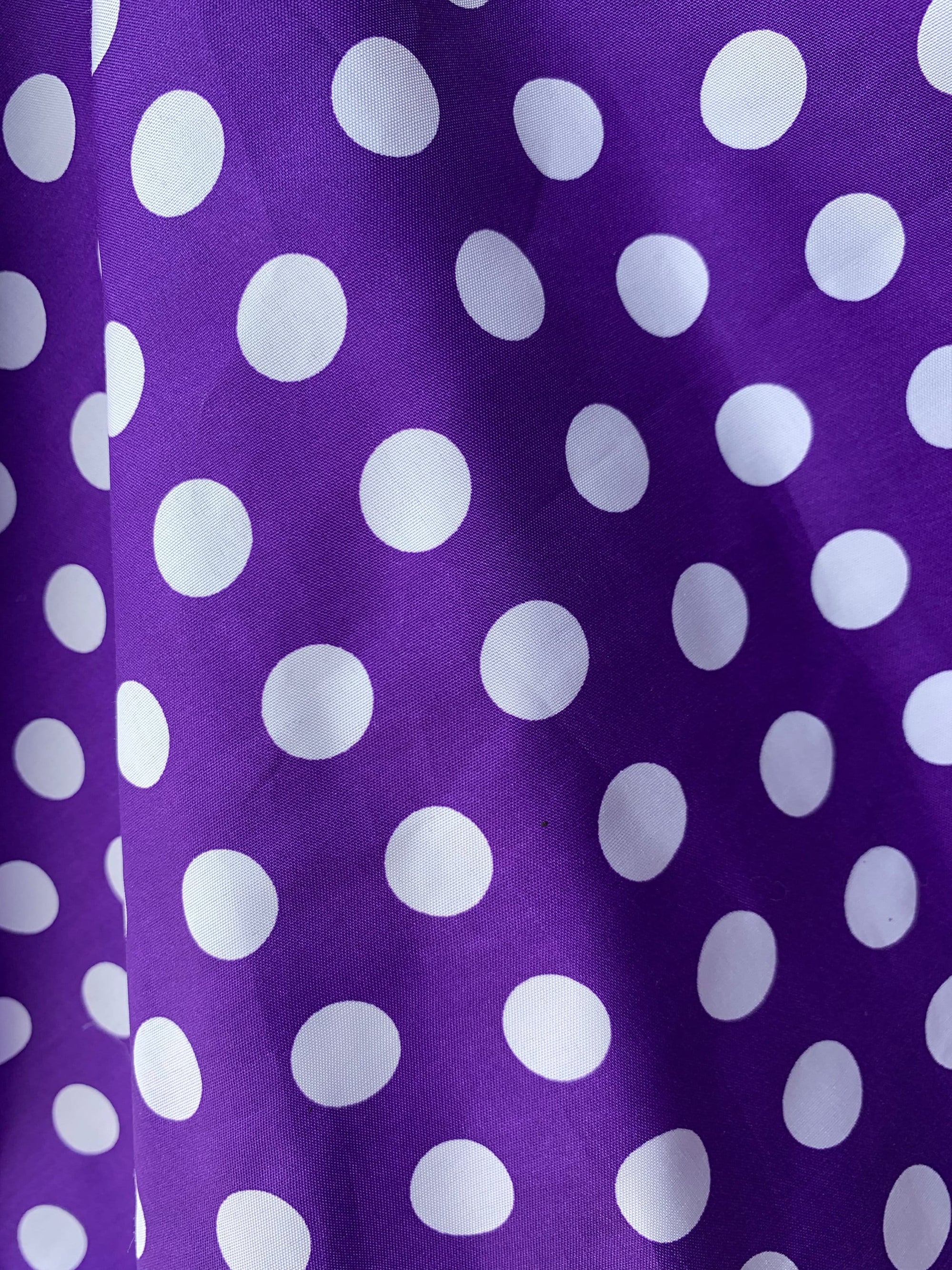 Alicia WHITE 0.5" Polka Dots on PURPLE Polyester Cotton Fabric by the Yard - 10099