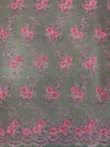 Ryleigh PINK 3D Floral Embroidery with Foil & Sequins on Mesh Lace Fabric by the Yard - 10010