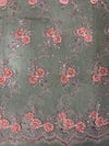 Ryleigh CORAL 3D Floral Embroidery with Foil & Sequins on Mesh Lace Fabric by the Yard - 10010