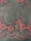 Ryleigh CORAL 3D Floral Embroidery with Foil & Sequins on Mesh Lace Fabric by the Yard - 10010