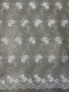 Ryleigh WHITE 3D Floral Embroidery with Foil & Sequins on Mesh Lace Fabric by the Yard - 10010