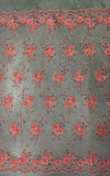 Ryleigh DARK CORAL 3D Floral Embroidery with Foil & Sequins on Mesh Lace Fabric by the Yard - 10010