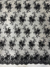 Ryleigh BLACK 3-D Floral Embroidery with Foil & Sequins on Mesh Lace Fabric by the Yard - 10010