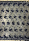 Ryleigh NAVY BLUE 3D Floral Embroidery with Foil & Sequins on Mesh Lace Fabric by the Yard - 10010