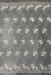 Ryleigh IVORY 3D Floral Embroidery with Foil & Sequins on Mesh Lace Fabric by the Yard - 10010