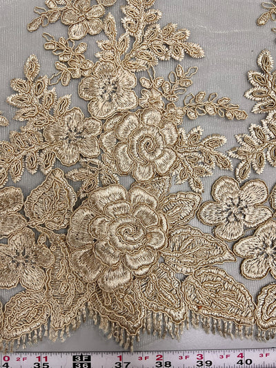 Alessia CHAMPAGNE Polyester 3D Floral Embroidery on Mesh Lace Fabric by the Yard - 10174