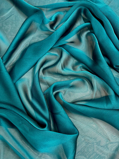 Jolene TEAL NAVY Polyester Two-Tone Chiffon Fabric by the Yard - 10135