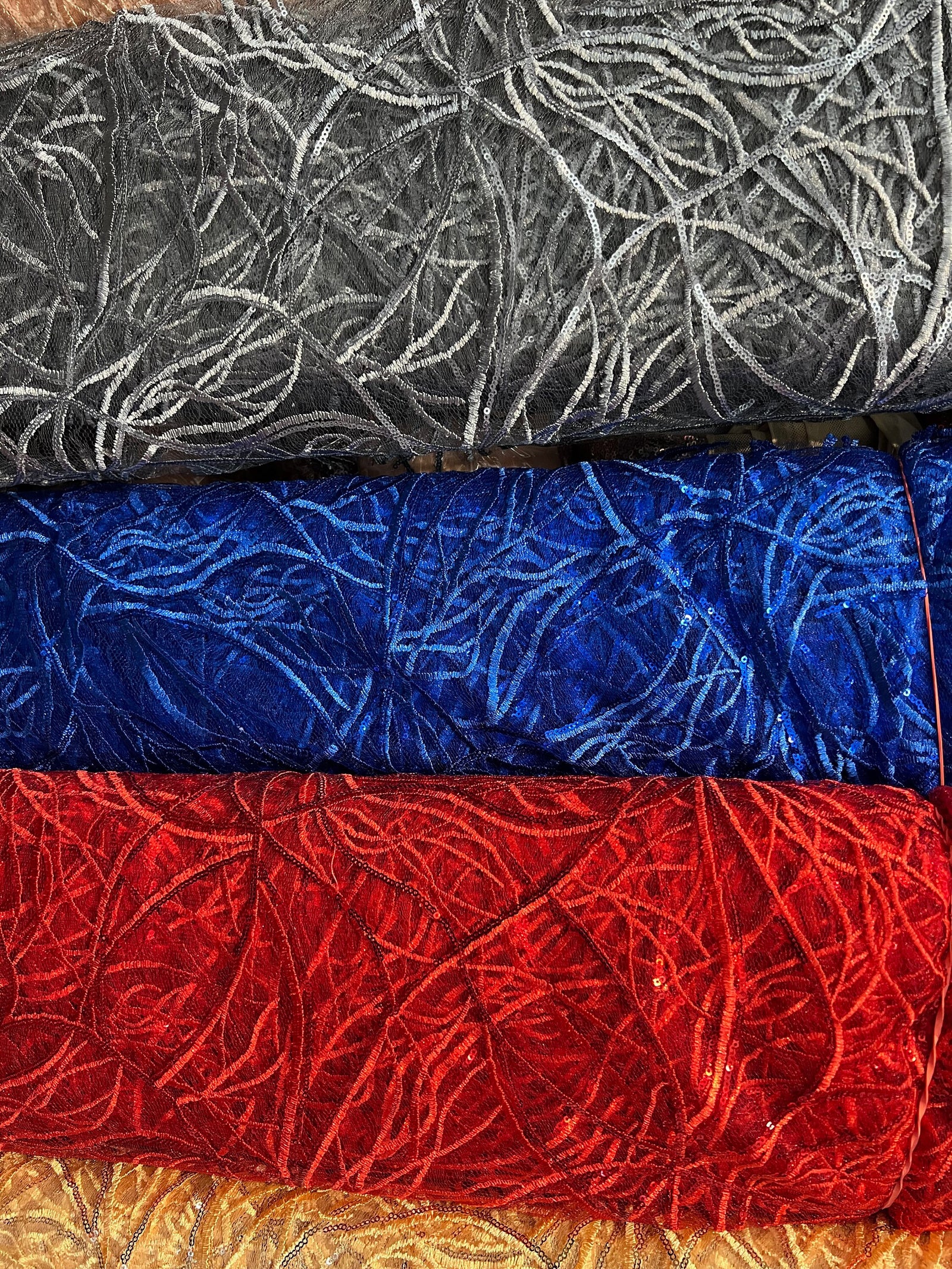 Julie DARK GREY Polyester Filament Pattern with Sequins on Mesh Lace Fabric by the Yard for Gown, Wedding, Bridesmaid, Prom - 10154