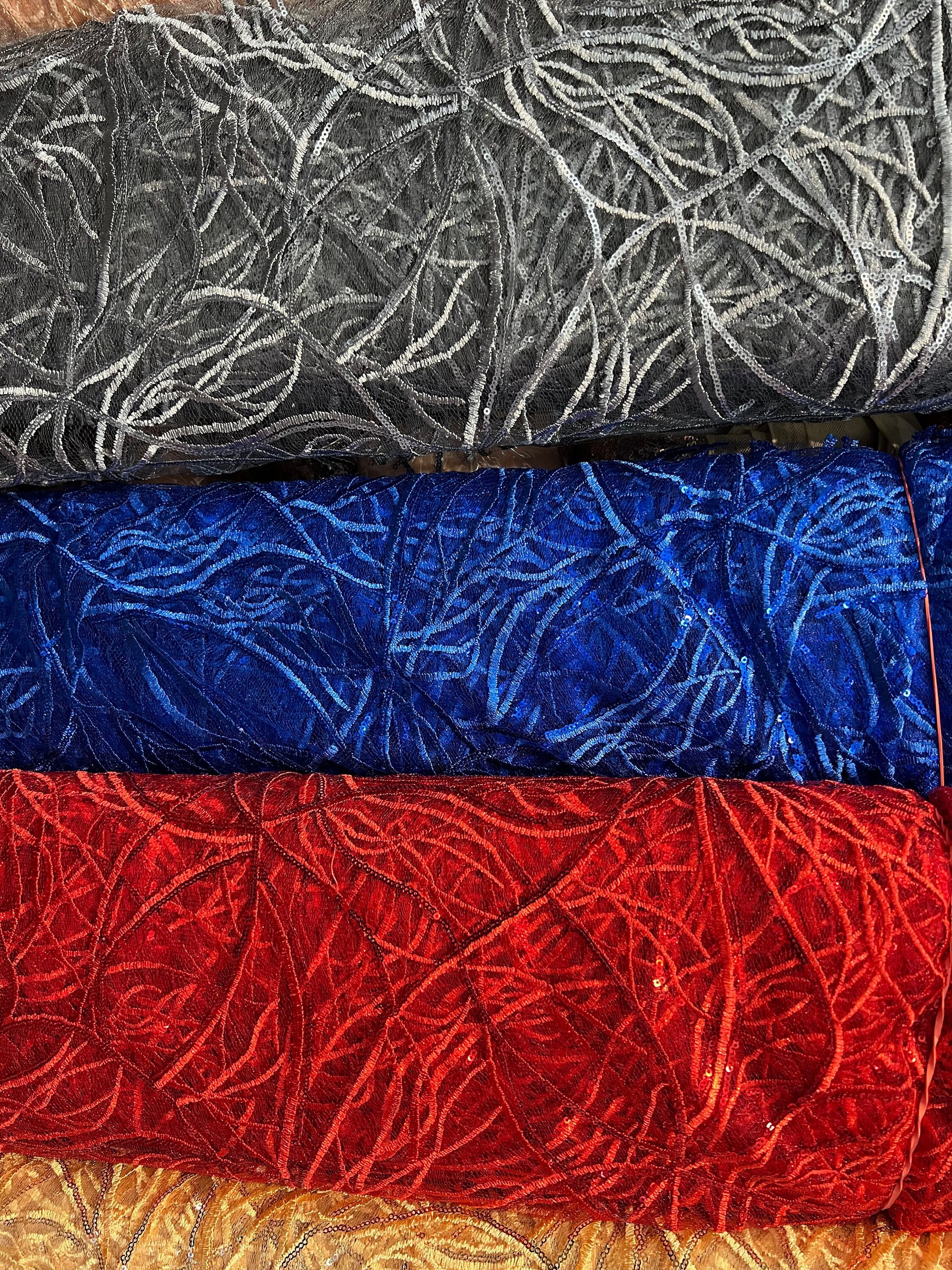 Julie DARK GREY Polyester Filament Pattern with Sequins on Mesh Lace Fabric by the Yard for Gown, Wedding, Bridesmaid, Prom - 10154