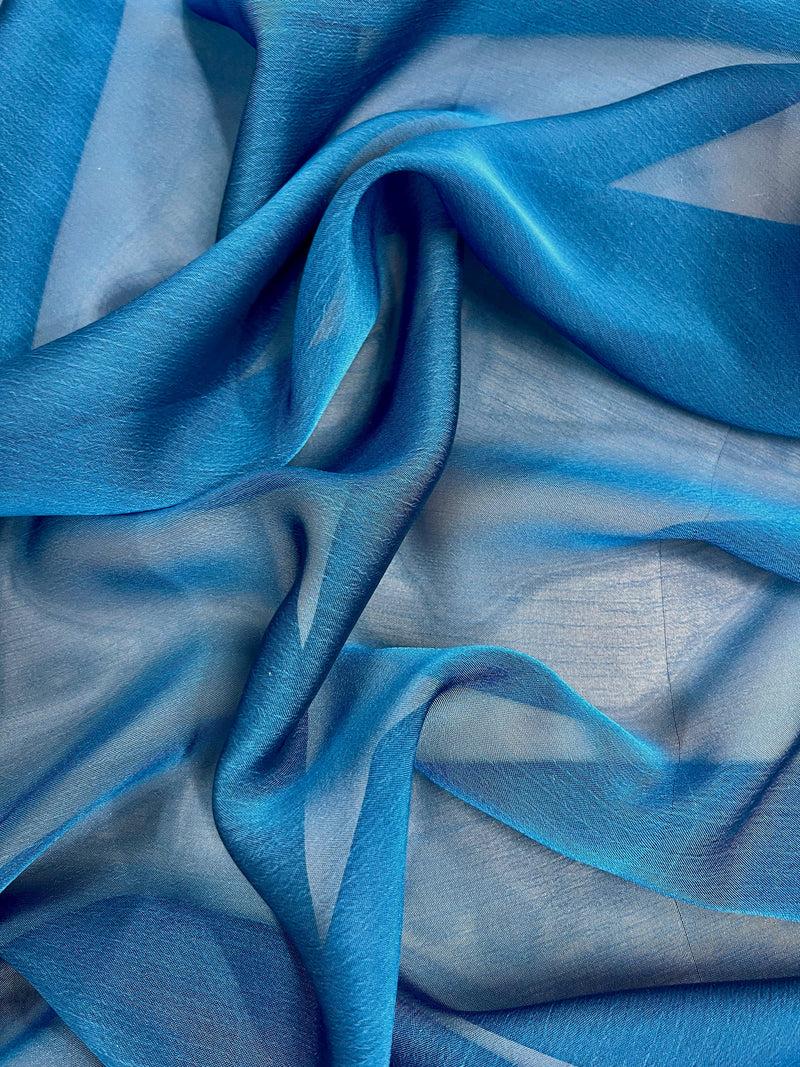 Jolene SEA BLUE NAVY Polyester Two-Tone Chiffon Fabric by the Yard - 10135