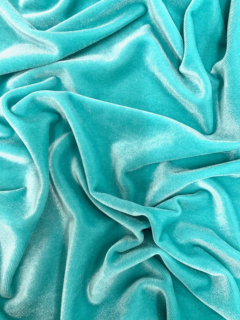 Princess AQUA BLUE Polyester Spandex Stretch Velvet Fabric for Bows, Top Knots, Head Wraps, Scrunchies, Clothes, Costumes, Crafts - 10001