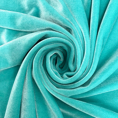 Princess AQUA BLUE Polyester Spandex Stretch Velvet Fabric for Bows, Top Knots, Head Wraps, Scrunchies, Clothes, Costumes, Crafts - 10001