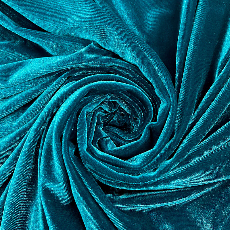 Princess TEAL Polyester Spandex Stretch Velvet Fabric Fabric for Bows, Topknots, Headwraps, Scrunchies, Clothes, Costumes, Crafts