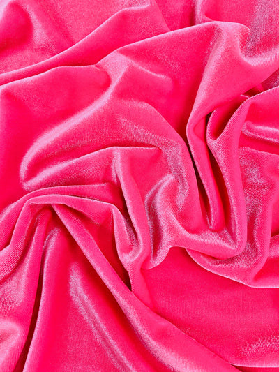 Princess NEON PINK Polyester Spandex Stretch Velvet Fabric for Tops, Dresses, Skirts, Dance Wear, Costumes, Crafts - 10001
