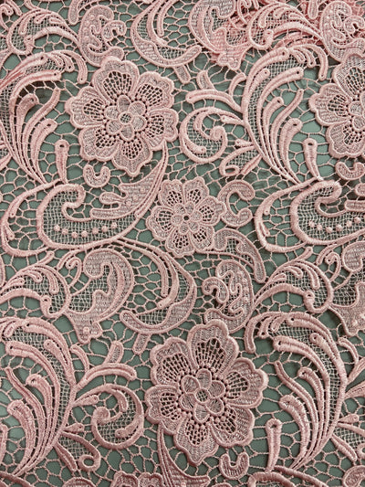 Maggie PINK Guipure Venice Medium Weight Lace Fabric by the Yard - 10019