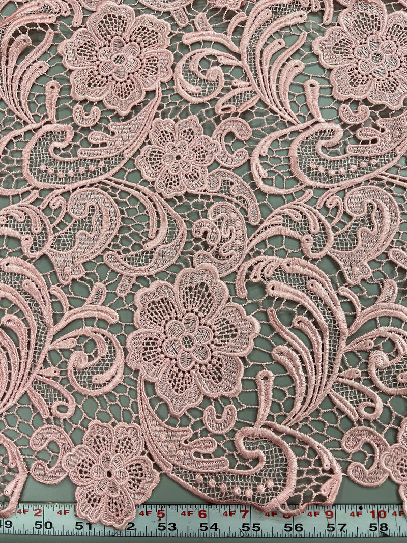 Maggie PINK Guipure Venice Medium Weight Lace Fabric by the Yard - 10019